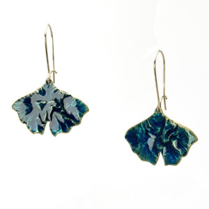 Boucles d’oreilles Morgiou en laiton et émail bleu transparent